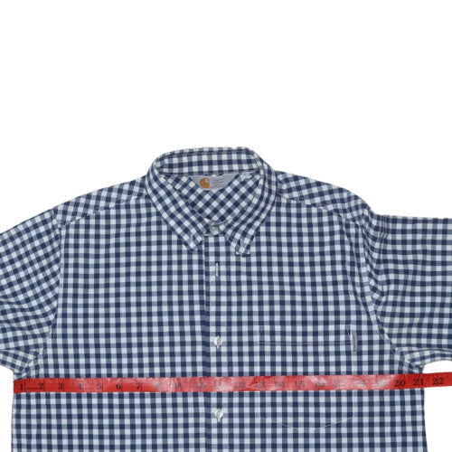 Carhartt Mens Blue Check Button-Up Cotton Shirt L Long Sleeve Casual