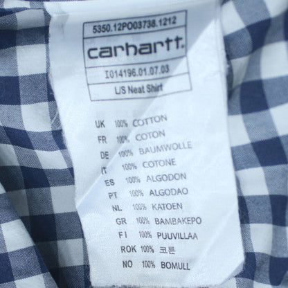 Carhartt Mens Blue Check Button-Up Cotton Shirt L Long Sleeve Casual