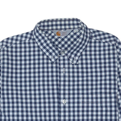 Carhartt Mens Blue Check Button-Up Cotton Shirt L Long Sleeve Casual