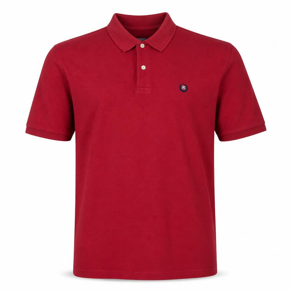 Front view of Chaps Ralph Lauren Men's Red 2XL Cotton Short Sleeve Polo Shirt