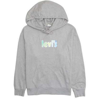 Levi's Womens Grey Pullover Hoodie Medium Logo Graphic Cotton Blend
