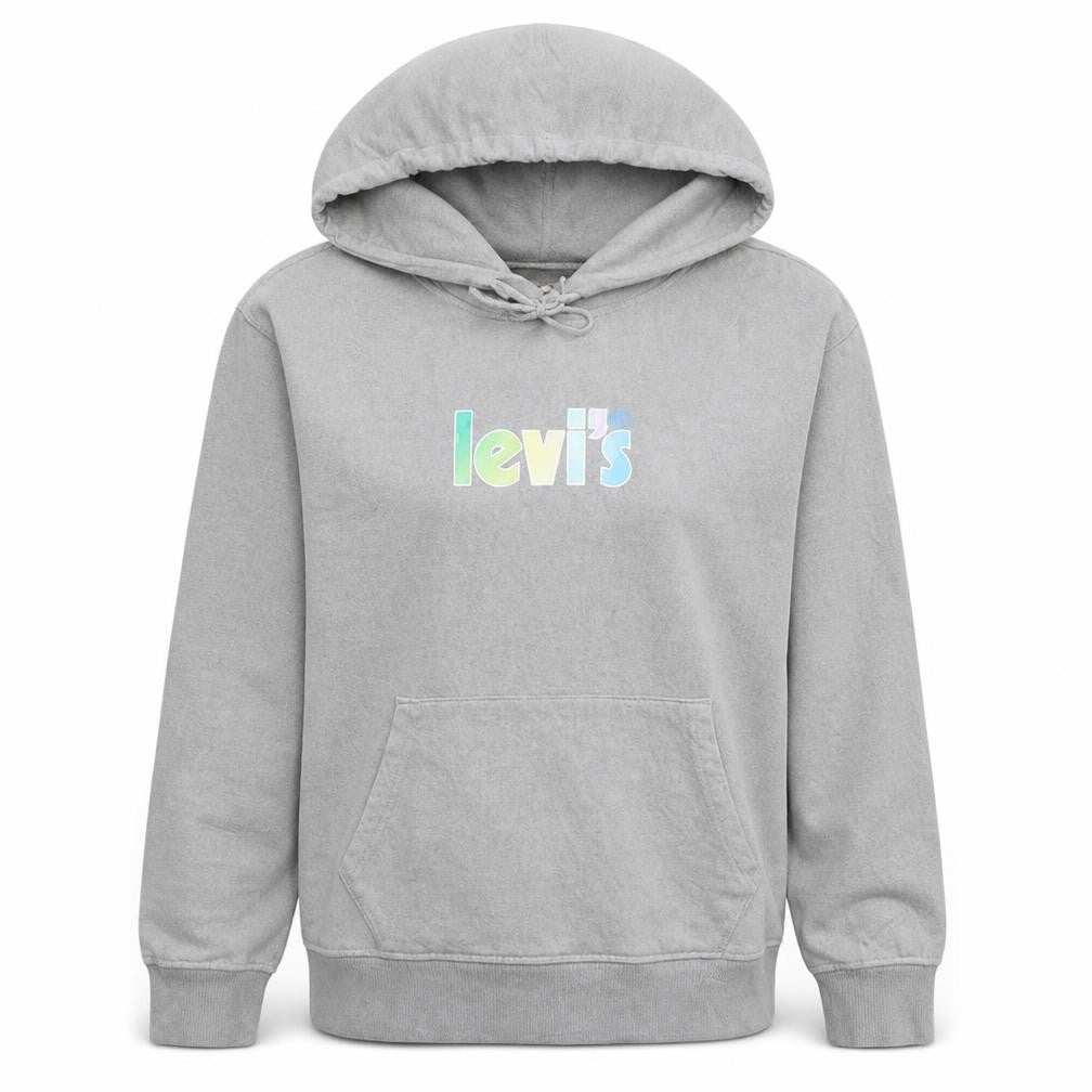 Levi's Womens Grey Pullover Hoodie Medium Logo Graphic Cotton Blend