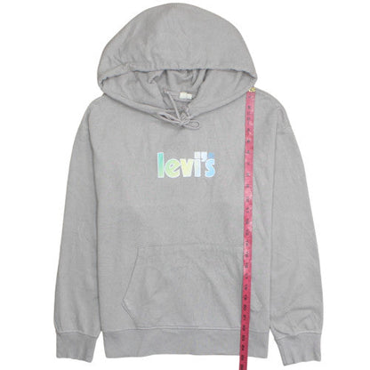 Levi's Womens Grey Pullover Hoodie Medium Logo Graphic Cotton Blend