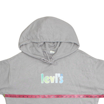 Levi's Womens Grey Pullover Hoodie Medium Logo Graphic Cotton Blend
