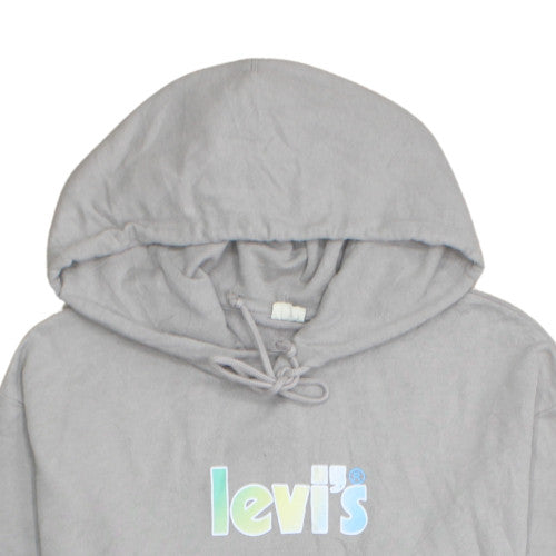 Levi's Womens Grey Pullover Hoodie Medium Logo Graphic Cotton Blend