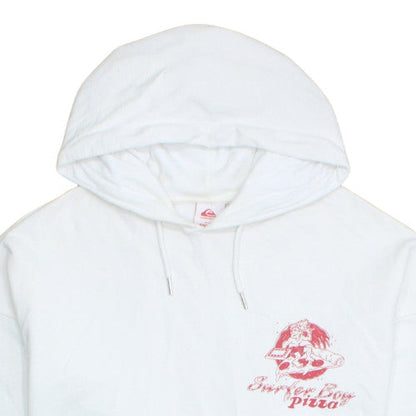 Quiksilver Stranger Things White Cotton Hoodie Women L Pullover Graphic