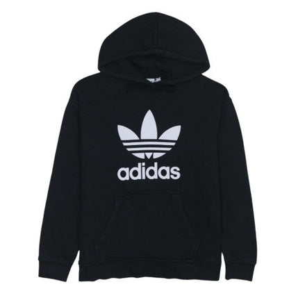 Adidas Womens Black Trefoil Logo Pullover Hoodie Size 8