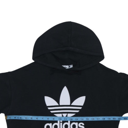 Adidas Womens Black Trefoil Logo Pullover Hoodie Size 8