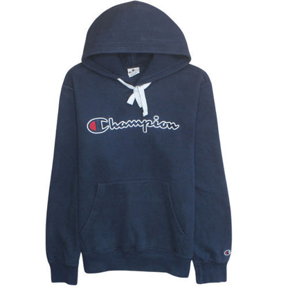 Champion Men's Blue Pullover Hoodie Large Logo Fleece Sweatshirt