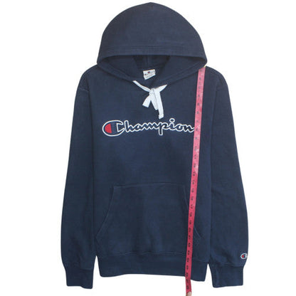 Champion Men's Blue Pullover Hoodie Large Logo Fleece Sweatshirt