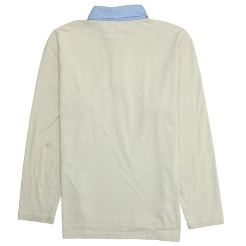 Tommy Hilfiger Men's Beige Long Sleeve Cotton Polo Shirt M