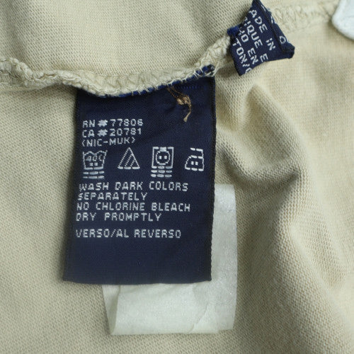 Tommy Hilfiger Men's Beige Long Sleeve Cotton Polo Shirt M