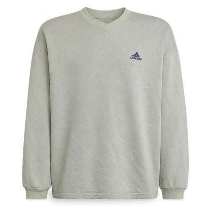 adidas Men's Beige Logo Pullover Sweatshirt L Crew Neck Fleece