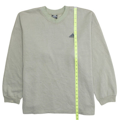 adidas Men's Beige Logo Pullover Sweatshirt L Crew Neck Fleece