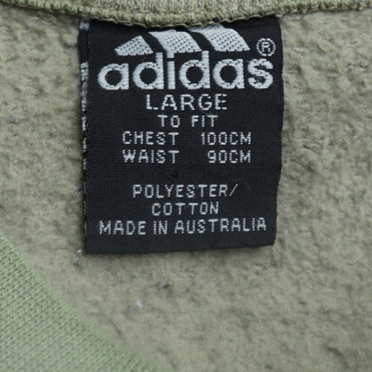 adidas Men's Beige Logo Pullover Sweatshirt L Crew Neck Fleece