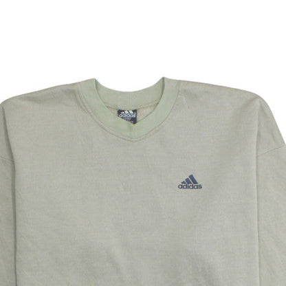 adidas Men's Beige Logo Pullover Sweatshirt L Crew Neck Fleece