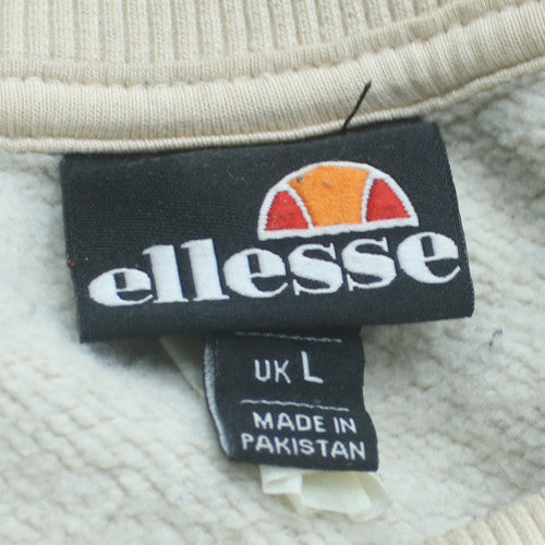 Ellesse Men's Beige Crew Neck Pullover Sweatshirt L Regular Fit