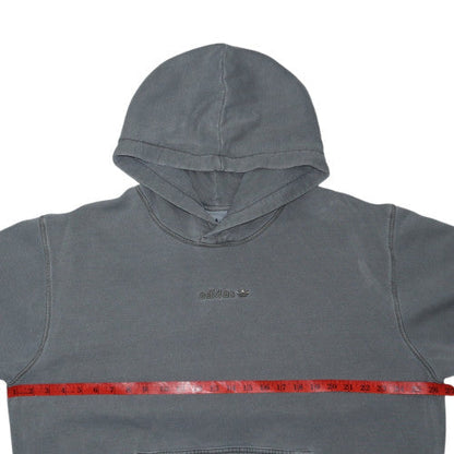 Adidas Mens Grey Pullover Hoodie L Fleece Lined Sweatshirt