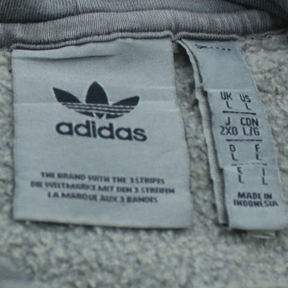 Adidas Mens Grey Pullover Hoodie L Fleece Lined Sweatshirt
