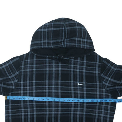 Nike Men’s Black Check Pullover Hoodie L Fleece Regular Fit