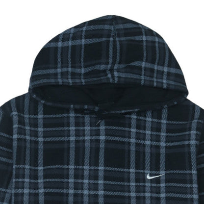 Nike Men’s Black Check Pullover Hoodie L Fleece Regular Fit