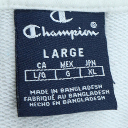 Champion Womens White Pullover Hoodie Size L Cotton Blend