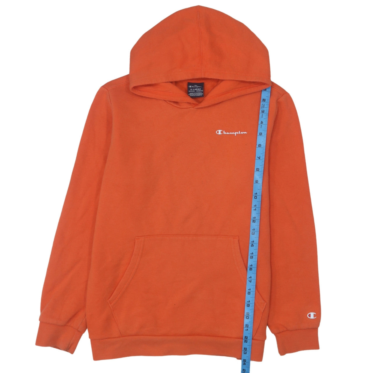 Champion Boys Orange Pullover Hoodie X-Large 13-14 Years Cotton Blend