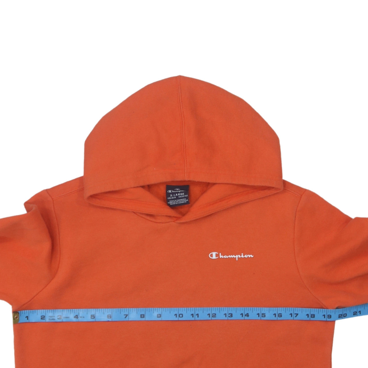 Champion Boys Orange Pullover Hoodie X-Large 13-14 Years Cotton Blend