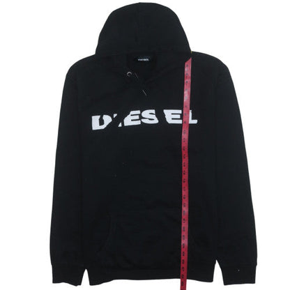 Diesel Mens Black Pullover Hoodie M Regular Fit Fleece Logo