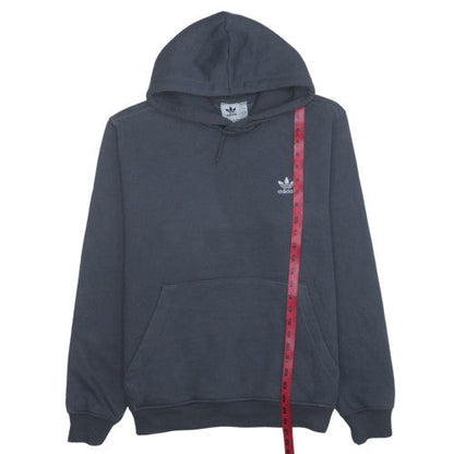 Adidas Men's Grey Pullover Hoodie L Fleece Logo Sweatshirt