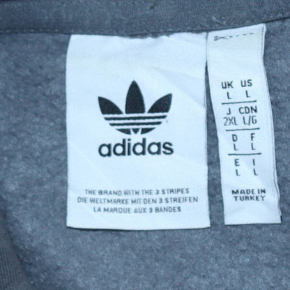 Adidas Men's Grey Pullover Hoodie L Fleece Logo Sweatshirt