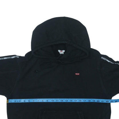 Levi's Men's Black Pullover Hoodie M Logo Tape Sleeve Fleece