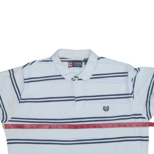 Chaps Men's White Striped Cotton Polo Shirt XL