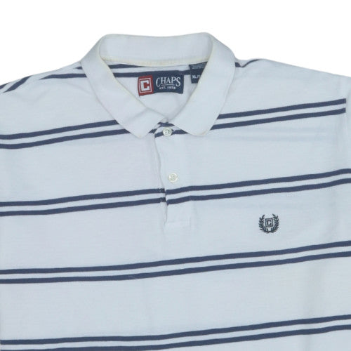 Chaps Men's White Striped Cotton Polo Shirt XL