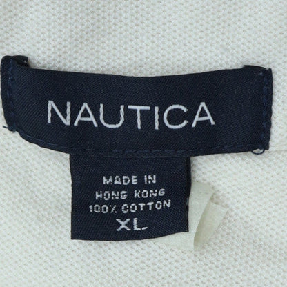 Nautica Men's White XL Cotton Fish Print Polo Shirt