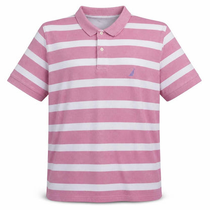 Nautica Men's Pink White Striped 2XL Cotton Polo Shirt
