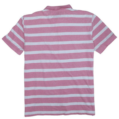 Nautica Men's Pink White Striped 2XL Cotton Polo Shirt