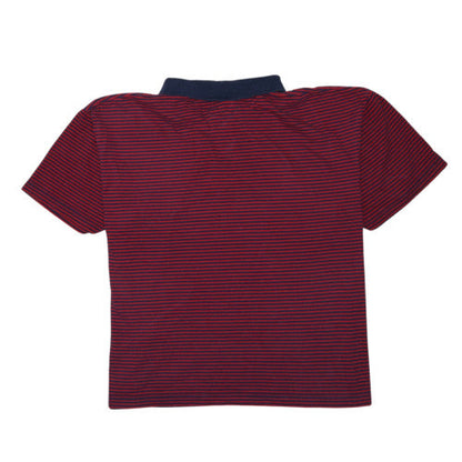 Tommy Jeans Men's Red Navy Striped Cotton Polo Shirt XL