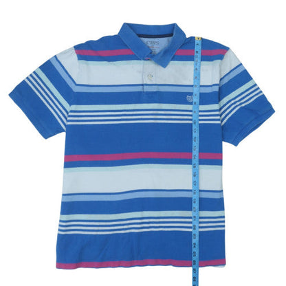 Chaps Men’s Blue Striped Cotton Polo Shirt XL Short Sleeve