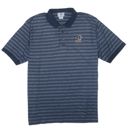 NFL Los Angeles Rams Men's Blue Striped Polo Shirt 2XL Cotton Blend