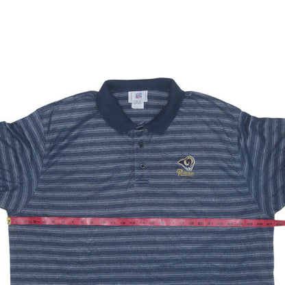NFL Los Angeles Rams Men's Blue Striped Polo Shirt 2XL Cotton Blend