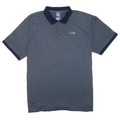 Reebok Men’s Grey Polo Shirt Size L Regular Fit American Football Logo