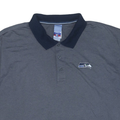 Reebok Men’s Grey Polo Shirt Size L Regular Fit American Football Logo