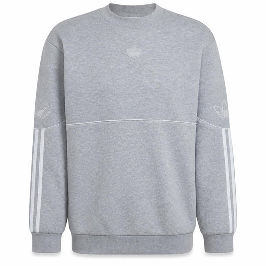 Front view of Adidas Men's Grey Crew Neck Sweatshirt M Long Sleeve Pullover