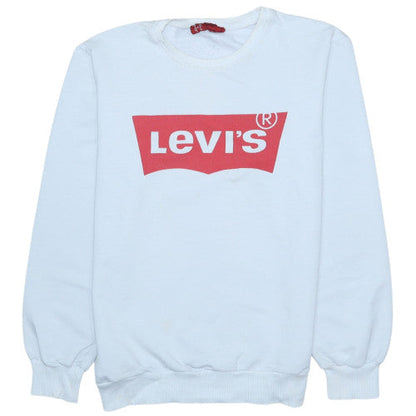 Levi's Men's White Crew Neck Pullover Sweatshirt Medium Cotton Blend