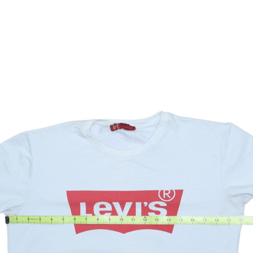 Levi's Men's White Crew Neck Pullover Sweatshirt Medium Cotton Blend