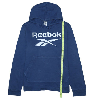 Reebok Men's Blue Pullover Hoodie L Graphic Logo Sportswear