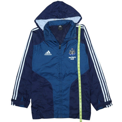 adidas Men Blue L Windbreaker Jacket Newcastle United Sports Hooded
