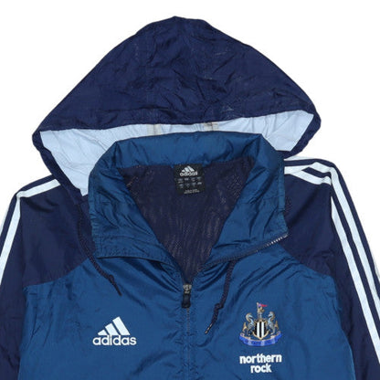 adidas Men Blue L Windbreaker Jacket Newcastle United Sports Hooded