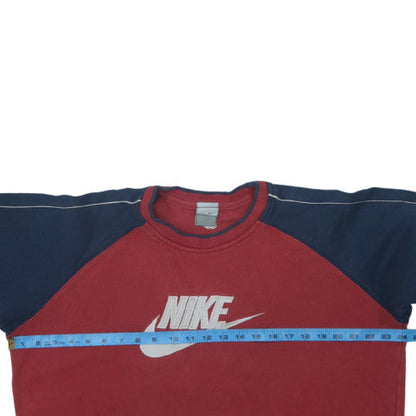 Nike Teens Red & Navy Pullover Sweatshirt M Regular Fit Logo Sports